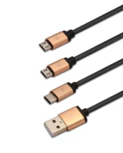 High Quality Nylon 3 in 1 Micro USB Multi Charger Cable for Samsung/Xiaomi/Huawei 1 Type-C 2 Micro USB Cable For Android Phone