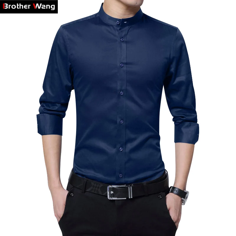 2017 Autumn Mens Stand Collar Business Shirts 100% Cotton Comfortable Soft Slim Casual Big Color Solid Color Social Shirt Man
2017 Autumn Mens Stand Collar Business Shirts 100% Cotton Comfortable Soft Slim Casual Big Color Solid Color Social Shirt Man