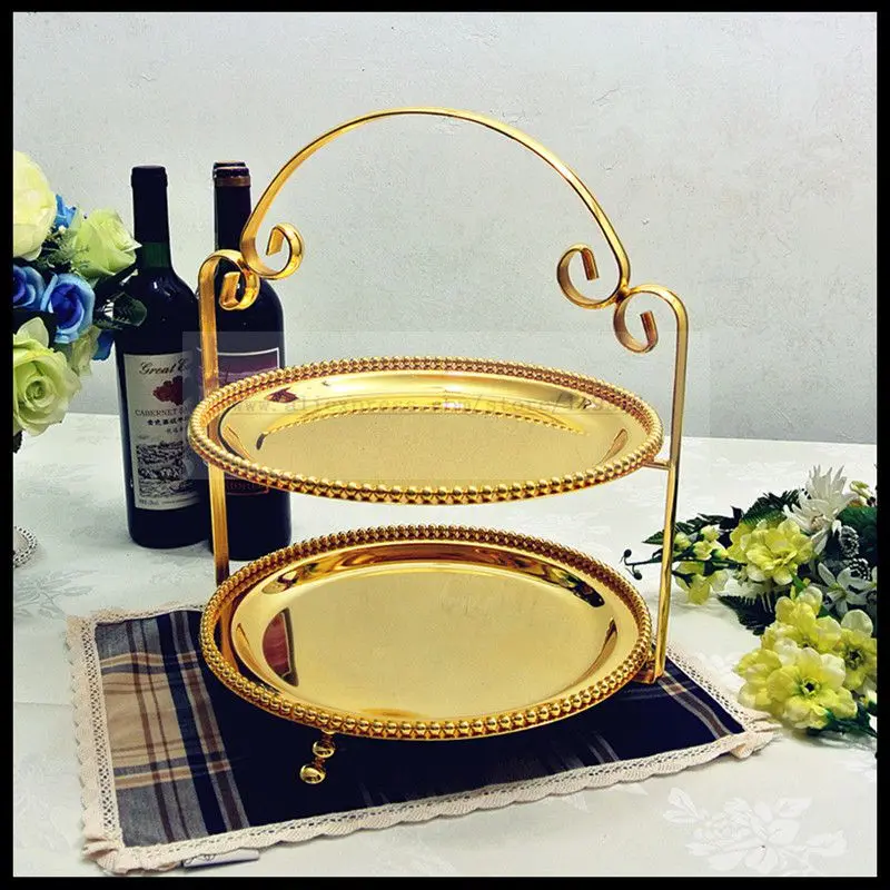 1PCS European retro golden double afternoon tea snack rack cake stand dessert table baking.
1PCS European retro golden double afternoon tea snack rack cake stand dessert table baking.