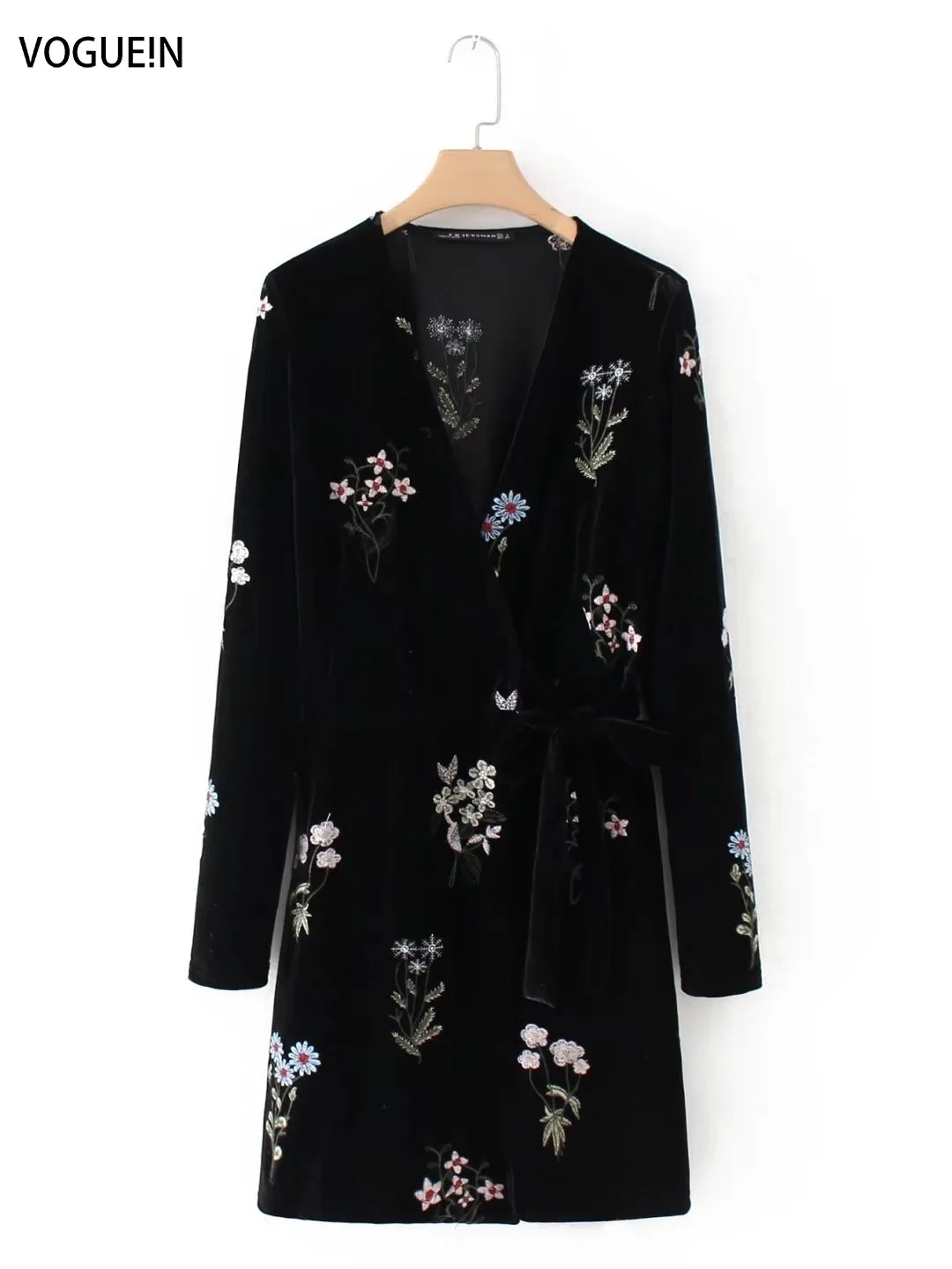 VOGUEIN New Womens Floral Embroidered Bow Tie Long Sleeve Velvet Black Mini Dress Wholesale
VOGUEIN New Womens Floral Embroidered Bow Tie Long Sleeve Velvet Black Mini Dress Wholesale