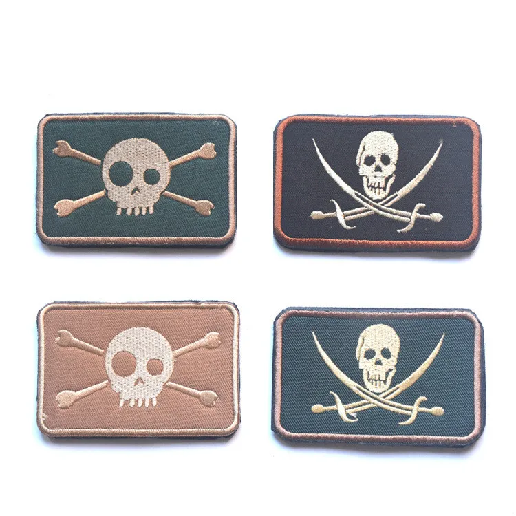 

GUGUTREE embroidery HOOK&LOOP skull Patch pirate patches badges applique patches for clothing AD-404