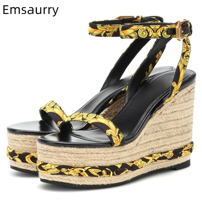 High Platform Gladiator Sandals Women One-strap Straw Plaited Shoes Wedges Printed Color Summer Shoes Woman Sandalias Mujer 2019
High Platform Gladiator Sandals Women One-strap Straw Plaited Shoes Wedges Printed Color Summer Shoes Woman Sandalias Mujer 2019