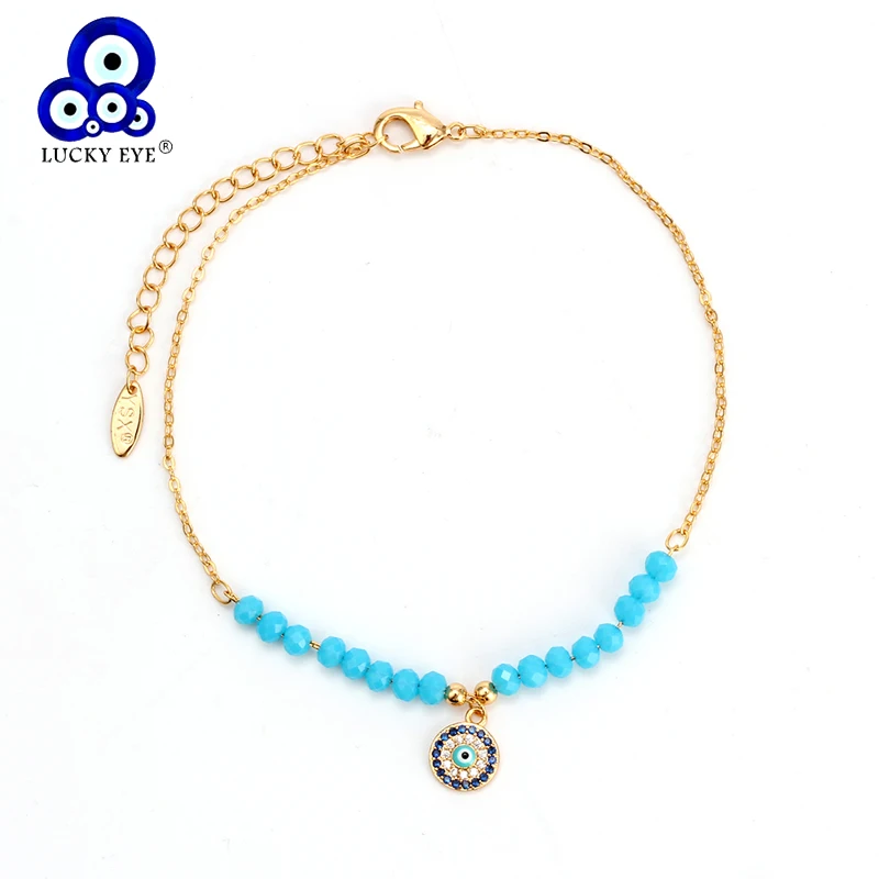 Lucky Eye Crystal Beads Anklet Evil Eye Charm Bracelet Gold Color Chain Ankle Bracelet for Women Female Fashion Jewelry EY6316
Lucky Eye Crystal Beads Anklet Evil Eye Charm Bracelet Gold Color Chain Ankle Bracelet for Women Female Fashion Jewelry EY6316