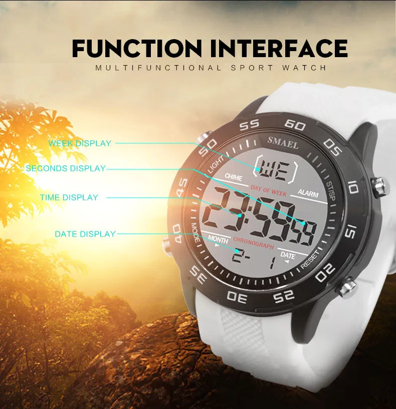Simple And Stylish Digital Dial Resin Strap Waterproof Outdoor sport watch Electronic digital Watch gifts Men's wrist luminous w
Simple And Stylish Digital Dial Resin Strap Waterproof Outdoor sport watch Electronic digital Watch gifts Men's wrist luminous w