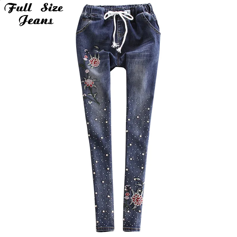 Plus Size Rhinestones Beading Slim Fit Ankle Length Jeans 3Xl 4Xl Female Floral Embroidery Stretch Skinny Nine Pencil Pants
Plus Size Rhinestones Beading Slim Fit Ankle Length Jeans 3Xl 4Xl Female Floral Embroidery Stretch Skinny Nine Pencil Pants