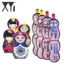 XYj Bonito Padrão de Boneca Kit Manicure Set cortador de Unhas Instrumentos de Manicure Tesoura de Unha Arquivo Ferramentas Cuidado Do Prego Presente Bonito Para meninas(China)