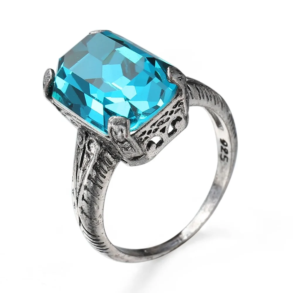 Blue Stone Crystal Ring Square Wedding Ring with Paved AAA Cubic Zircon Ancient 925 Sterling Silver Ring for Women
Blue Stone Crystal Ring Square Wedding Ring with Paved AAA Cubic Zircon Ancient 925 Sterling Silver Ring for Women