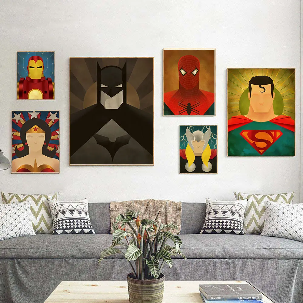 

Superheros Comics Marvel Poster DC Movie Thor The Flash Posters and Prints Canvas Painting Wall Art Picture Nordic Home Decor
