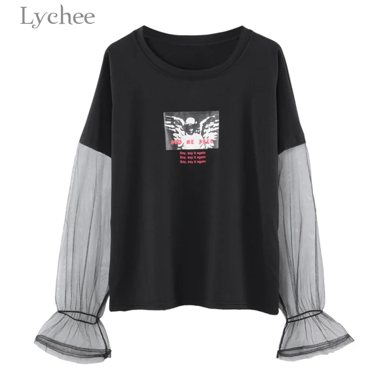 Lychee Harajuku Summer Women T-shirt Letter Print Mesh Patchwork Short Sleeve Casual Loose T Shirt Tee Top
Lychee Harajuku Summer Women T-shirt Letter Print Mesh Patchwork Short Sleeve Casual Loose T Shirt Tee Top