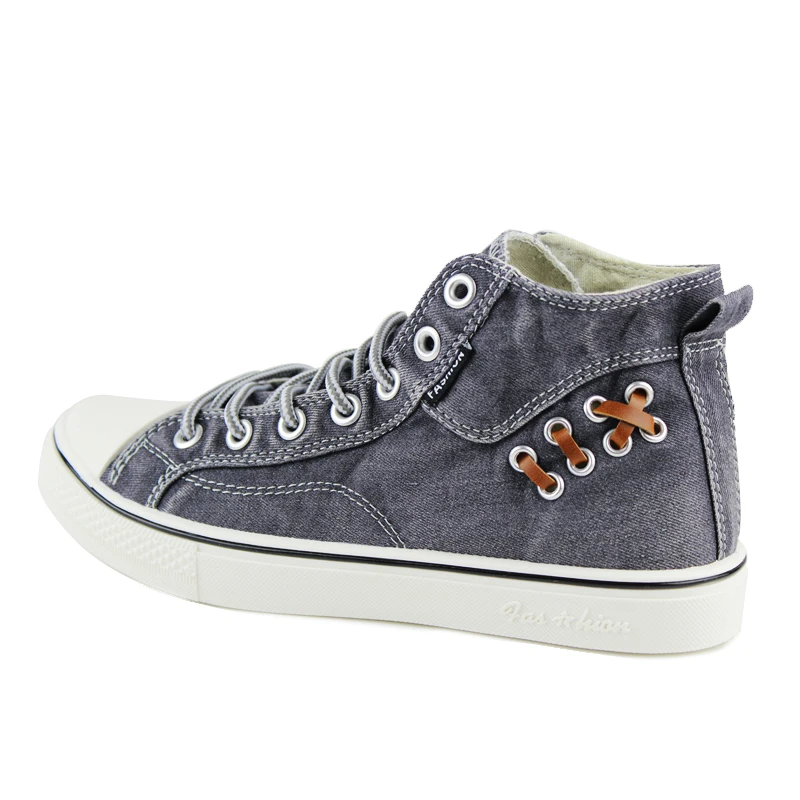 Men Canvas Shoes Fashion High top Men's Breathable Canvas Lace up Vulcanize Shoes 17