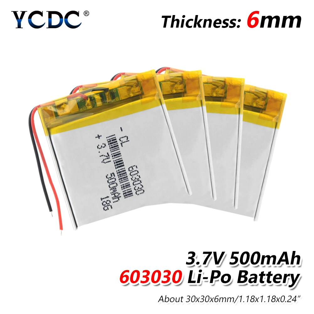 1/2/4 Pieces 3.7 V 603030 500mAh Li Polymer Li-po Battery Rechargeable 3.7v Voltage Pcb Charge Protected Lithium Li-ion Battery
1/2/4 Pieces 3.7 V 603030 500mAh Li Polymer Li-po Battery Rechargeable 3.7v Voltage Pcb Charge Protected Lithium Li-ion Battery