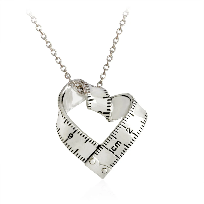 

Measure Necklace Twisted Heart shaped ruler Pendant Scale Measuring tape Necklace for Women Men Jewelry Gift For Teacher Student