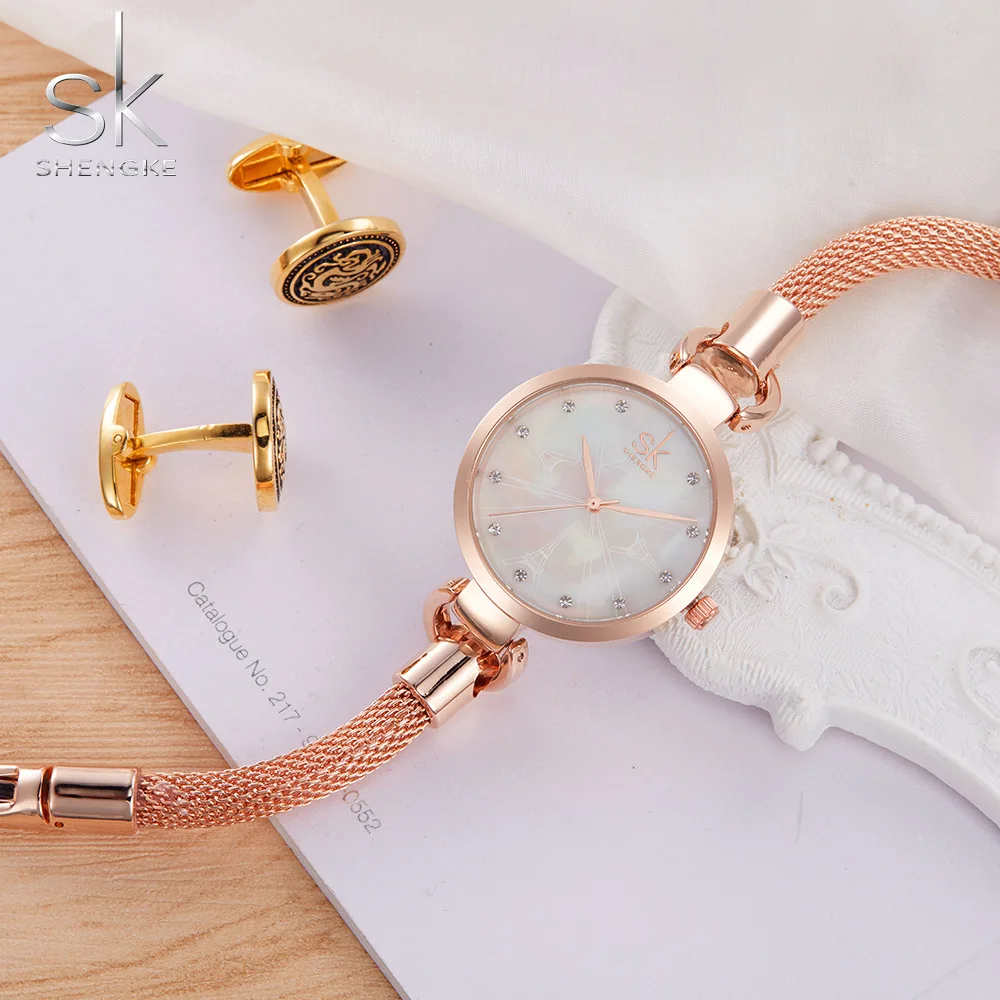 SK новые модные женские туфли наручные часы Элегантный Розовое золото