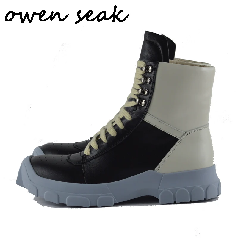 18s Owen Seak Men Boots Cow Genuine Leather High-TOP Luxury Trainers Winter Snow Boots Casual Lace-up Flats Shoes Black Sneakers
18s Owen Seak Men Boots Cow Genuine Leather High-TOP Luxury Trainers Winter Snow Boots Casual Lace-up Flats Shoes Black Sneakers