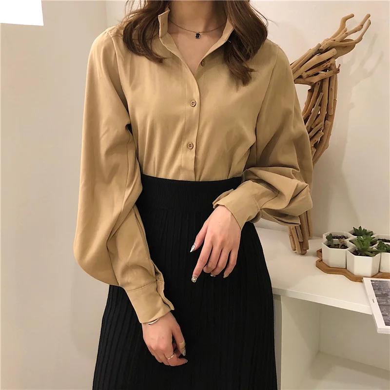 BGTEEVER Vintage Stand-neck Lantern Sleeve Women Blouses and Tops Single-breasted Women Shirts blusas mujer de moda 2019 Autumn
BGTEEVER Vintage Stand-neck Lantern Sleeve Women Blouses and Tops Single-breasted Women Shirts blusas mujer de moda 2019 Autumn