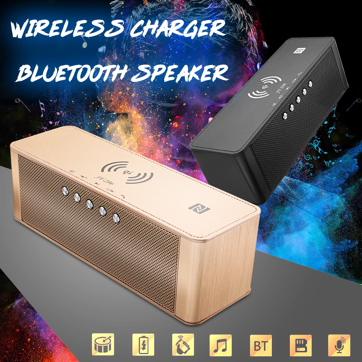 JY-28 2 in 1 Qi Wireless Fast Charger Universal Mobile Phone Chargers bluetooth NFC Speaker Support Alarm Clock TF Card USB AUX
JY-28 2 in 1 Qi Wireless Fast Charger Universal Mobile Phone Chargers bluetooth NFC Speaker Support Alarm Clock TF Card USB AUX
