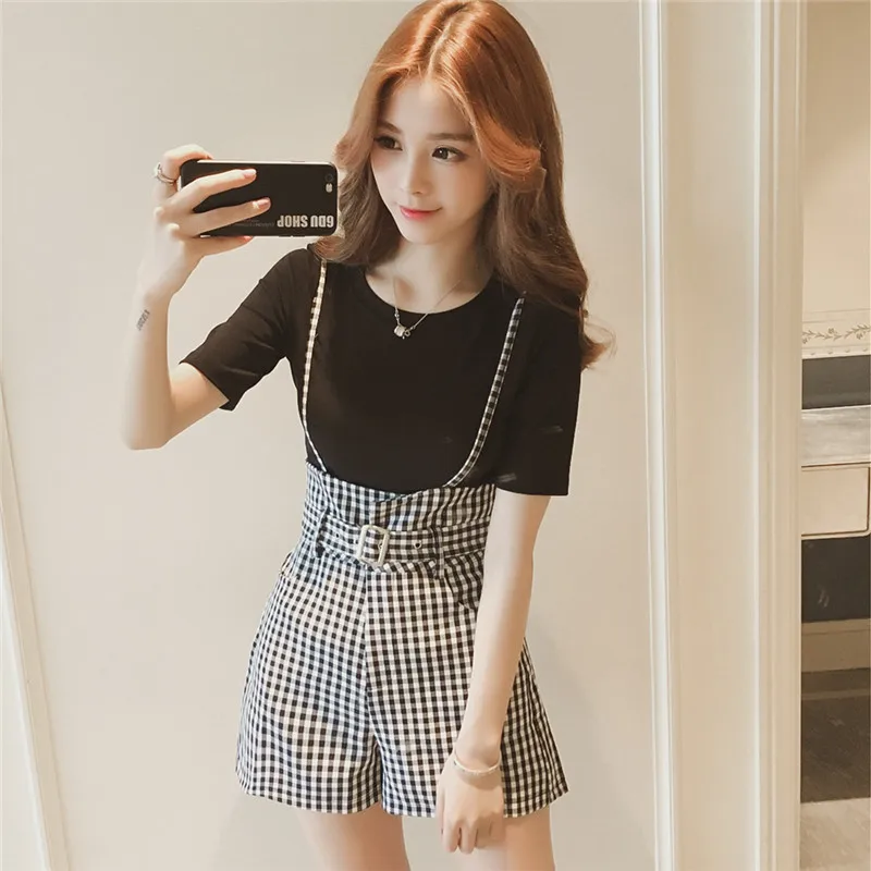 Women Summer Overalls Plaid Suit Set Lady Bib Short High Braces Strap Wide Leg Pants Shorts Solid Color Top Work Office Wear
Women Summer Overalls Plaid Suit Set Lady Bib Short High Braces Strap Wide Leg Pants Shorts Solid Color Top Work Office Wear