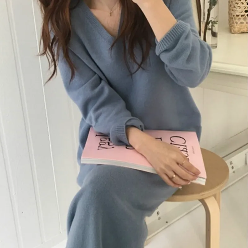 2018 Winter Clothing The New Korean Version Slim V-neck Knitting Women Fashion Kawaii Sweater Dress
2018 Winter Clothing The New Korean Version Slim V-neck Knitting Women Fashion Kawaii Sweater Dress
