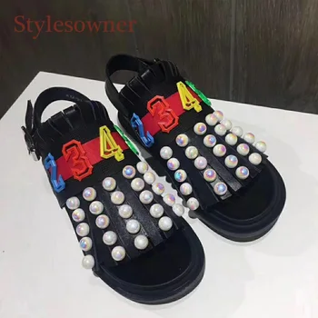 Stylesowner Stylish Summer Sandal Shoe Black Gold Leather Roman Sandalias Pearls Fringe Tassel Open Toe Flat Platform Sandal
Stylesowner Stylish Summer Sandal Shoe Black Gold Leather Roman Sandalias Pearls Fringe Tassel Open Toe Flat Platform Sandal