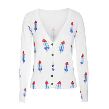 Women Short Cardigans 2019 Fashion Ice Cream Printed V Neck Full Sleeves Casual OL Knitted Coats Female Elegant Chic Sweater Top
Women Short Cardigans 2019 Fashion Ice Cream Printed V Neck Full Sleeves Casual OL Knitted Coats Female Elegant Chic Sweater Top