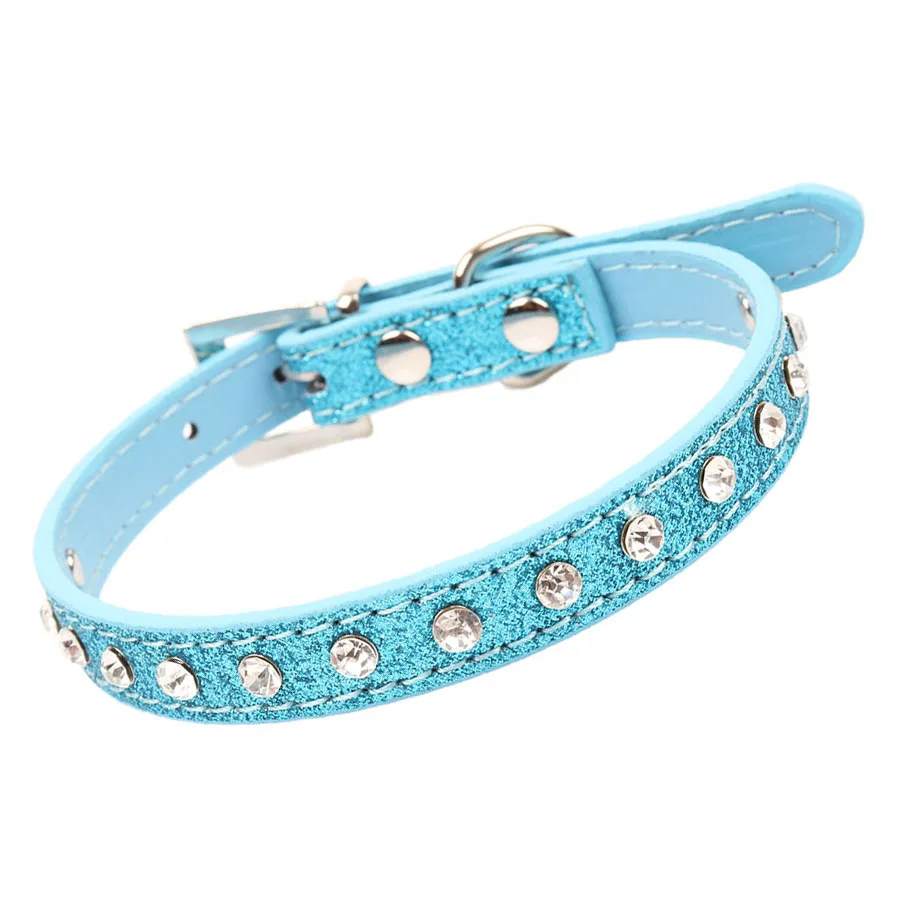 

Cats Collars Decorative Rhinestones Glittering PU Leather Collar for Small Medium Pets Cat Products Necklace collare gatto