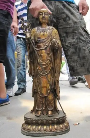 S06543 29"Tibet Buddhism temple Fane Old Copper Bronze Di Zang Jizo King Buddha Statue
S06543 29"Tibet Buddhism temple Fane Old Copper Bronze Di Zang Jizo King Buddha Statue