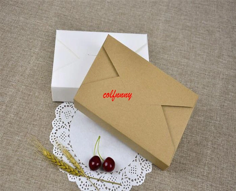

300pcs/lot 19.5cmx12.5cmx4cm Kraft Paper Gift Box Envelope Type Cardboard Boxes Sugar Package For Wedding Party Festival F062708
