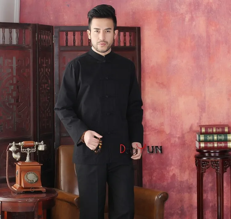 

Free Shipping Novelty Black Men's Tang Suit Classic Chinese Style Top Hidden Dragon Jacket Button Coat S M L XL XXL XXXL