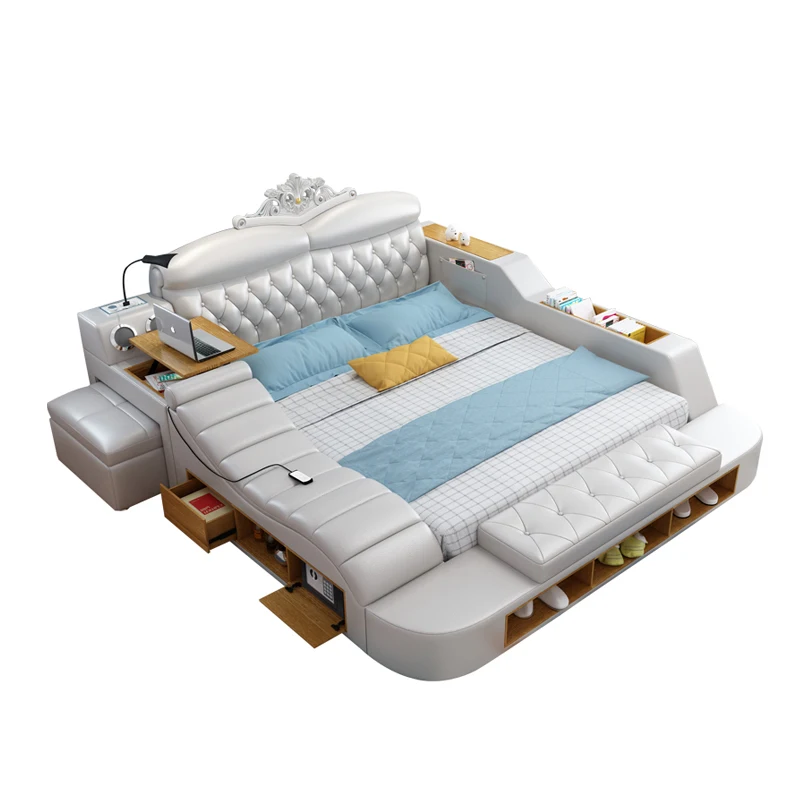 Modern simple leather king size soft massage multifunctional bed 
Modern simple leather king size soft massage multifunctional bed