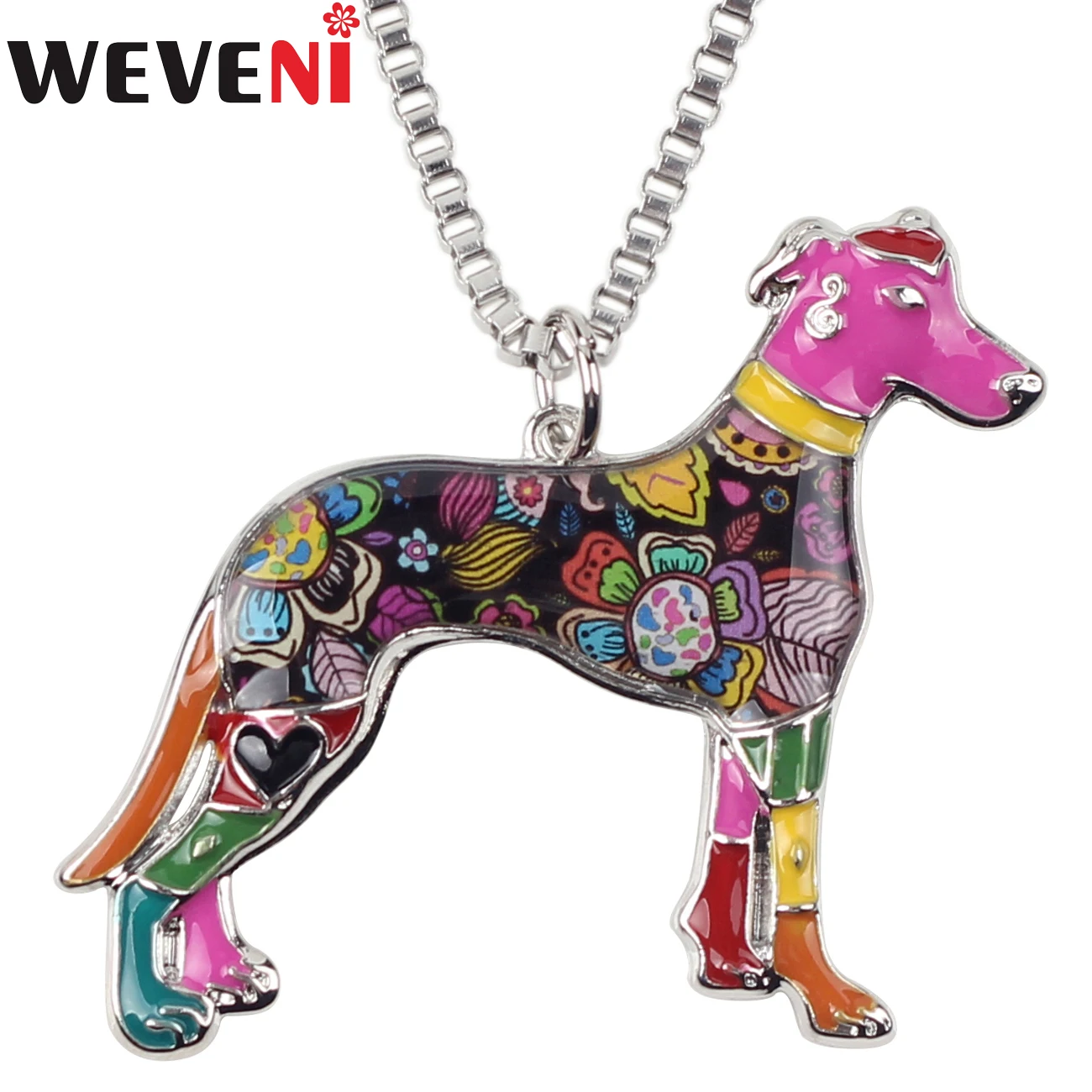 WEVENI Enamel Alloy Greyhound Greadog Dog Necklace Pendant Chain Collar Jewelry For Women Girls Gift Accessories Bijoux Pet | Украшения и
