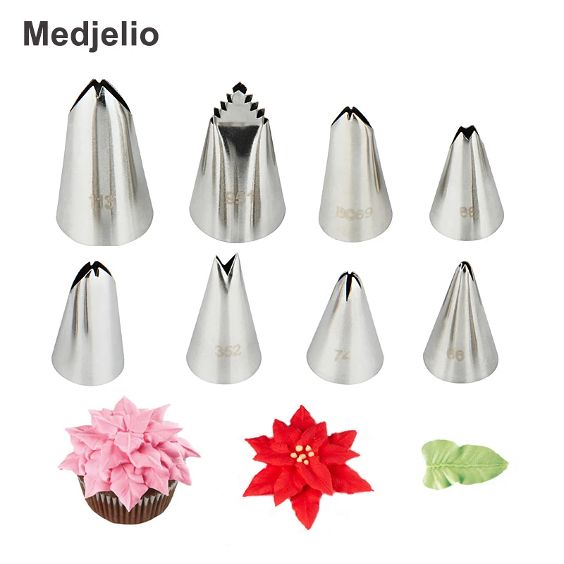 Medjelio 8PCS Different Style And Size Leaves Icing Piping Tips Pastry Cake Decorating Tools Cupcakes Succulent Plants Nozzles
Medjelio 8PCS Different Style And Size Leaves Icing Piping Tips Pastry Cake Decorating Tools Cupcakes Succulent Plants Nozzles