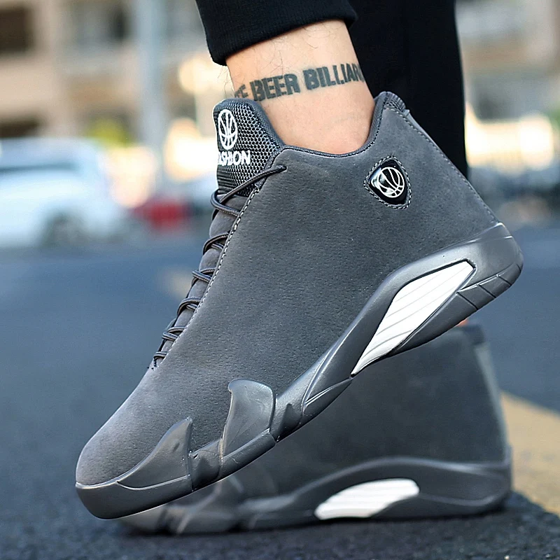 

Newest Men Basketball Shoes Air Sole Outdoor High Top Sneakers Sport Athletic Hot Black Gray Mans Zapatillas Baloncesto