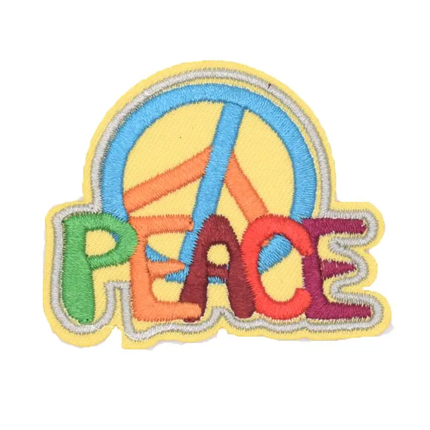 New Arrival Peace Sign Anti-War Hippie Retro Flower Power Weed Love Applique Iron-On Symbol Black Embroidered Patch Hot Sale
New Arrival Peace Sign Anti-War Hippie Retro Flower Power Weed Love Applique Iron-On Symbol Black Embroidered Patch Hot Sale