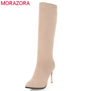 MORAZORA 2020 new arrival flock pointed toe autumn winter lady boots slip on solid color party knee high boots high heels shoes
MORAZORA 2020 new arrival flock pointed toe autumn winter lady boots slip on solid color party knee high boots high heels shoes