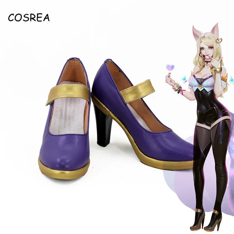 Женские кожаные туфли на высоком каблуке KDA AHRI обувь для косплея LOL K/DA девочек