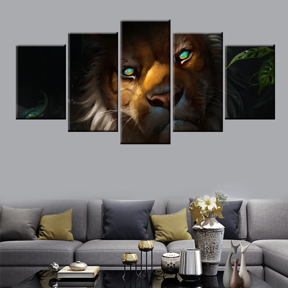 Night lion eyes fluorescent color picture canvas painting 5 panel HD printing home decoration living room bedroom wall art
Night lion eyes fluorescent color picture canvas painting 5 panel HD printing home decoration living room bedroom wall art