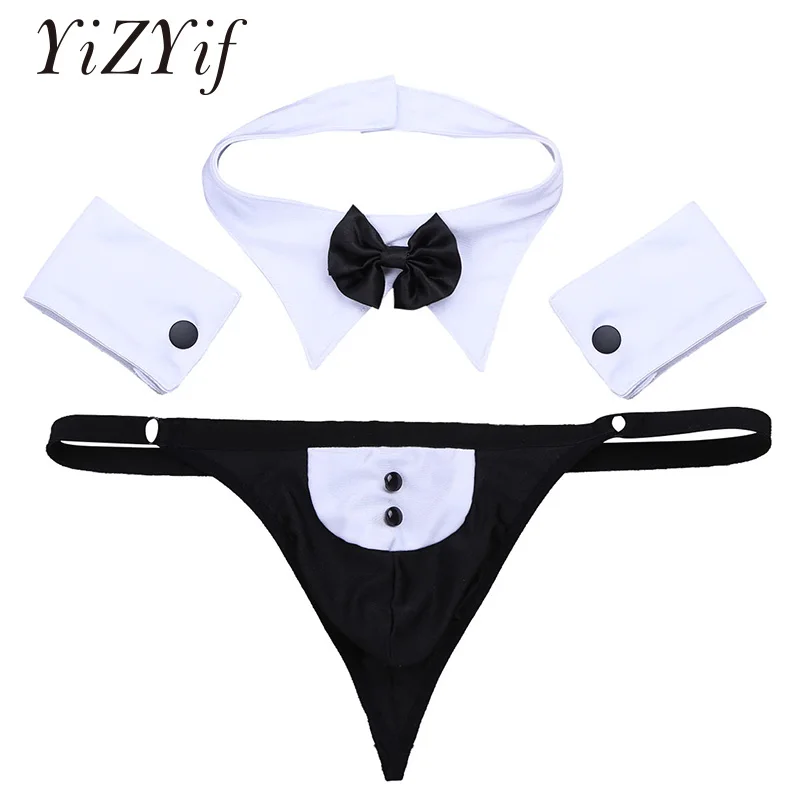 3Pcs/Set Thong Men Jockstrap Gay Butler Waiter Lingerie G-string Underwear Bow Tie Collar Bracelets Open Back Tuxedo Underwear
3Pcs/Set Thong Men Jockstrap Gay Butler Waiter Lingerie G-string Underwear Bow Tie Collar Bracelets Open Back Tuxedo Underwear