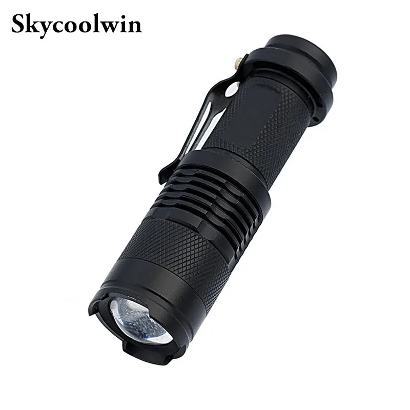 

3 Modes Mini Flashlight Zoomable CREE Q5 2000 Lumens ZOOM Tactical AA 14500 Battery Flashlight Torch Lamp Portable Lantern *