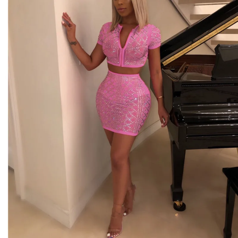 glitter Hot Drilling mini dress summer fashion party women sexy bodycon black club ladies dresses ukraine two piece set suit
glitter Hot Drilling mini dress summer fashion party women sexy bodycon black club ladies dresses ukraine two piece set suit