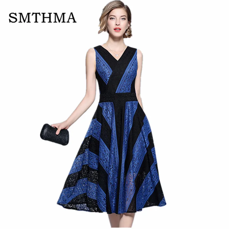 SMTHMA 2019 New arrive summer sleeveless Sexy V neck stripe Lace Dress women Elegant Chic Long Dress vestidos
SMTHMA 2019 New arrive summer sleeveless Sexy V neck stripe Lace Dress women Elegant Chic Long Dress vestidos