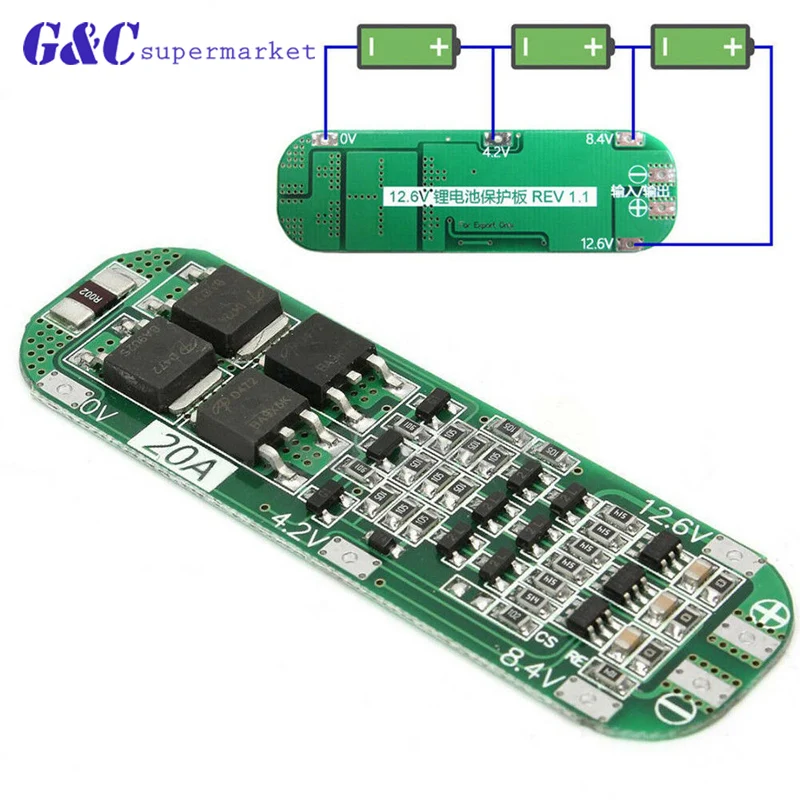 3S 20A Li-ion Lithium Battery 18650 Charger Protection Board PCB BMS 12.6V Cell Charging Protecting Module
3S 20A Li-ion Lithium Battery 18650 Charger Protection Board PCB BMS 12.6V Cell Charging Protecting Module