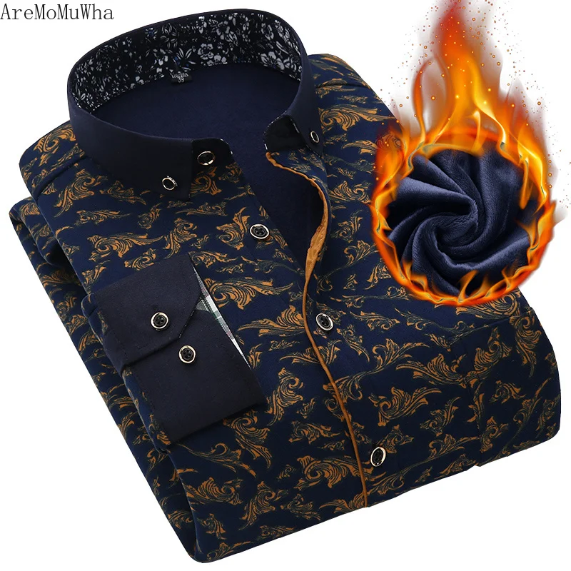 AreMoMuWha 2018 Winter New Men's Warm Shirt Plus Velvet Thick Solid Color Long-sleeved Printed Plaid Casual Mens Shirts QX186
AreMoMuWha 2018 Winter New Men's Warm Shirt Plus Velvet Thick Solid Color Long-sleeved Printed Plaid Casual Mens Shirts QX186