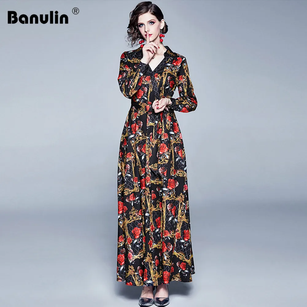 Banulin New Designer Runway Dress 2019 Autumn High Quality Print V-Neck Long Sleeve Slim Women Ankle-Length Maxi Dress
Banulin New Designer Runway Dress 2019 Autumn High Quality Print V-Neck Long Sleeve Slim Women Ankle-Length Maxi Dress