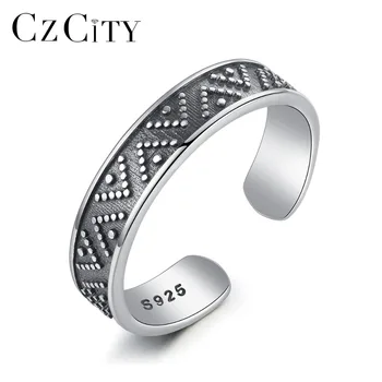 CZCITY Real 925 Sterling Silver Open Rings for Women Embossment Design Solid Vintage Finger Ring Carving S925 Fine Jewelry 2018
CZCITY Real 925 Sterling Silver Open Rings for Women Embossment Design Solid Vintage Finger Ring Carving S925 Fine Jewelry 2018