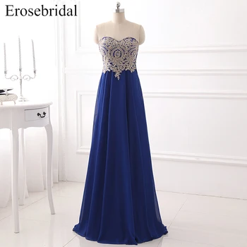 Royal Blue Chiffon Evening Dress 2019 Erosebridal Formal Women Wear Gold Appliques Bodice Cheap Price Vestido De Festa 
Royal Blue Chiffon Evening Dress 2019 Erosebridal Formal Women Wear Gold Appliques Bodice Cheap Price Vestido De Festa