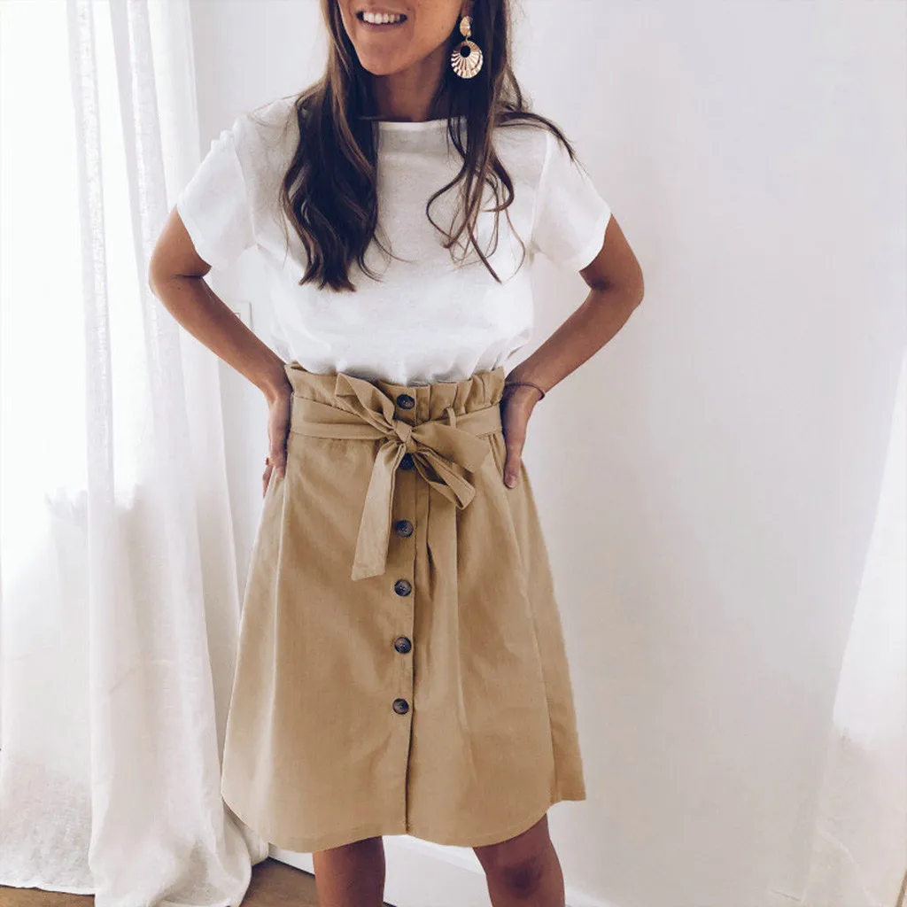 SAGACE Skirt Women's Sexy Fashion summer Solid Color Strap Bow Button loose A-Line Skirt ladies faldas mujer moda 2019 shein 506
SAGACE Skirt Women's Sexy Fashion summer Solid Color Strap Bow Button loose A-Line Skirt ladies faldas mujer moda 2019 shein 506