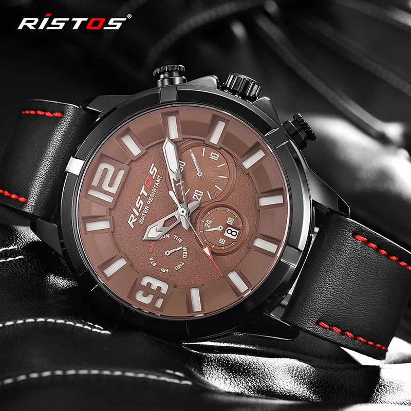 RISTOS Mens Watches Top Brand Luxury Blue Glass Watch Men Watch Waterproof Leather Roman Men's Watch Male Clock relojes
RISTOS Mens Watches Top Brand Luxury Blue Glass Watch Men Watch Waterproof Leather Roman Men's Watch Male Clock relojes