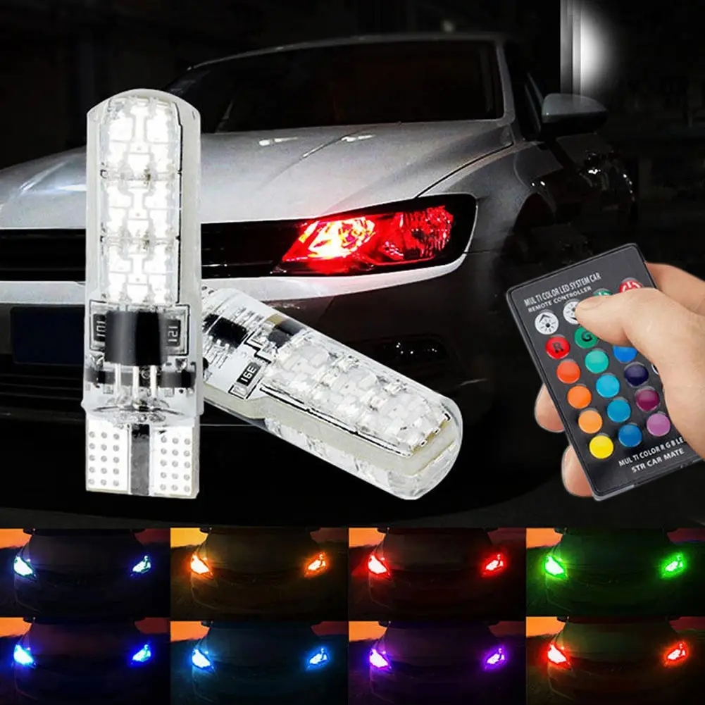 RGB 5050SMD 6LED Bulb Auto Car Wedge Side Light Lamp license plate light Set 2pc T10 Car Bulb+ Remote Controller
RGB 5050SMD 6LED Bulb Auto Car Wedge Side Light Lamp license plate light Set 2pc T10 Car Bulb+ Remote Controller