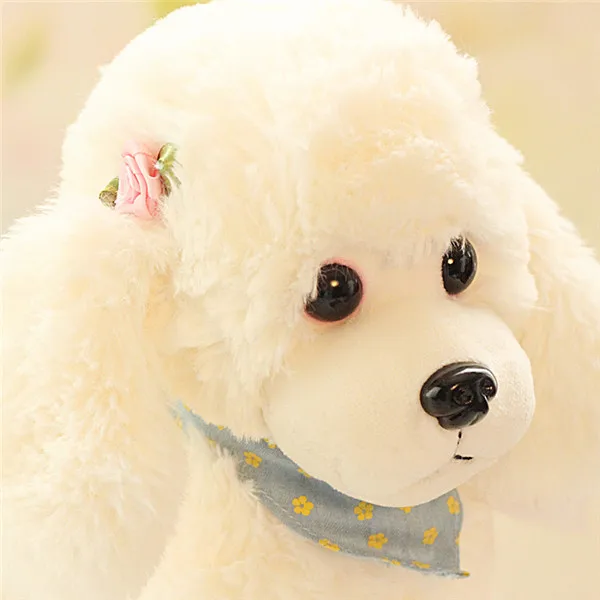 Cute Dog plush toys Poodle Bichon Frise puppy stuffed warm animal toys - Beige 3