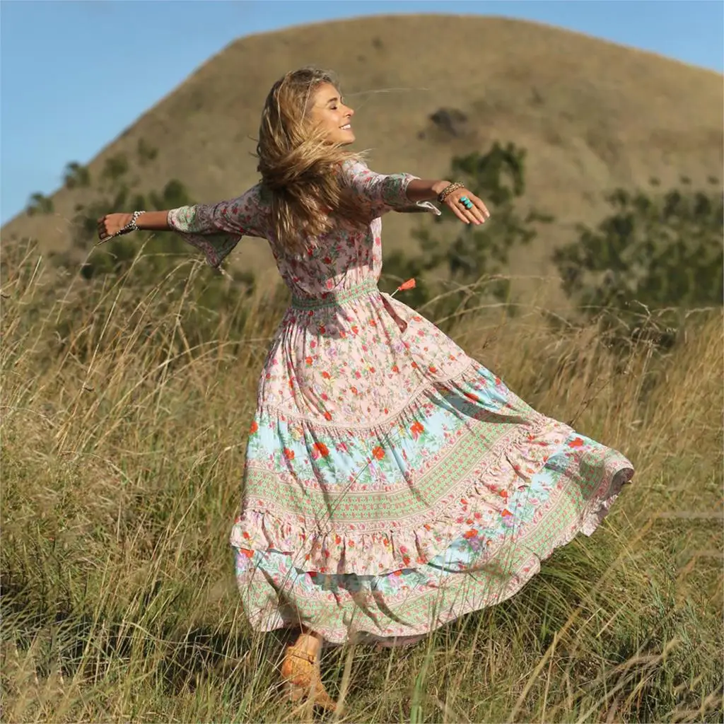 Jastie 2019 Spring Summer Dress V-Neck 3/4 Sleeve Women Dresses Floral Print Boho Dress Hippie Casual Beach Dresses Vestidos
Jastie 2019 Spring Summer Dress V-Neck 3/4 Sleeve Women Dresses Floral Print Boho Dress Hippie Casual Beach Dresses Vestidos